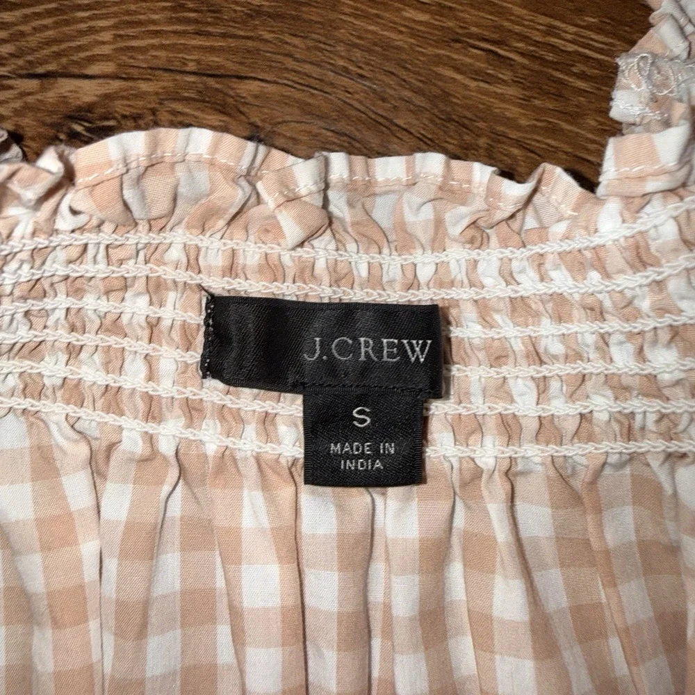 J. Crew Pink Gingham Plaid Fit Flare Poplin Dress Women's Small Summer